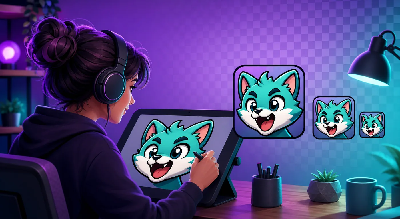 Twitchエモートを制作し3サイズで確認するクリエイター
